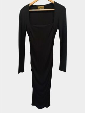 Vintage Nicole Miller Classic Black Long-Sleeve Square Neck Dress